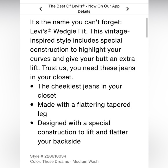 🏷️Levi’s wedgie fit dream wash size 28 NWT - Picture 5 of 10